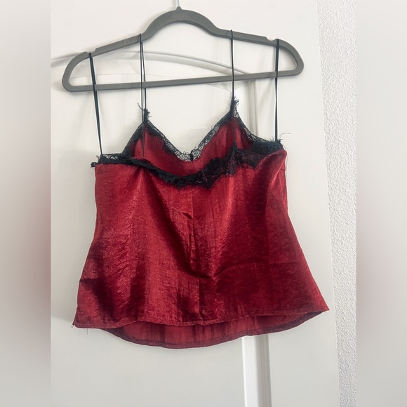 Showpo. - Deep Red Spaghetti Strap Lace Camisole - Size 6 (Fits Like a 2) - Picture 2 of 4